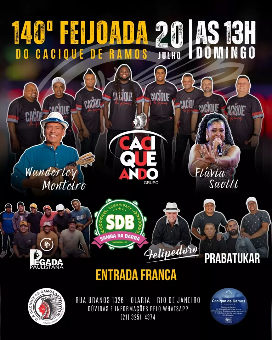 Wanderley Monteiro e Flávia Saolli na 140ª Feijoada do Cacique em homenagem a Bira Presidente